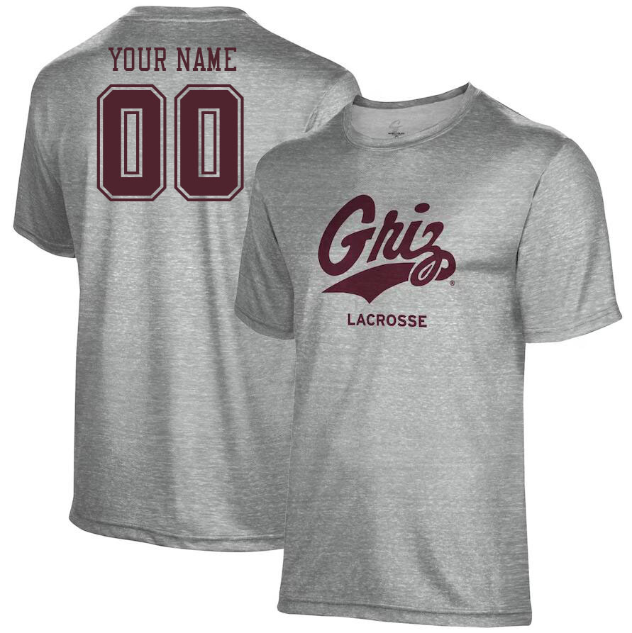 Custom Montana Grizzlies Name And Number College Tshirt-Gray
